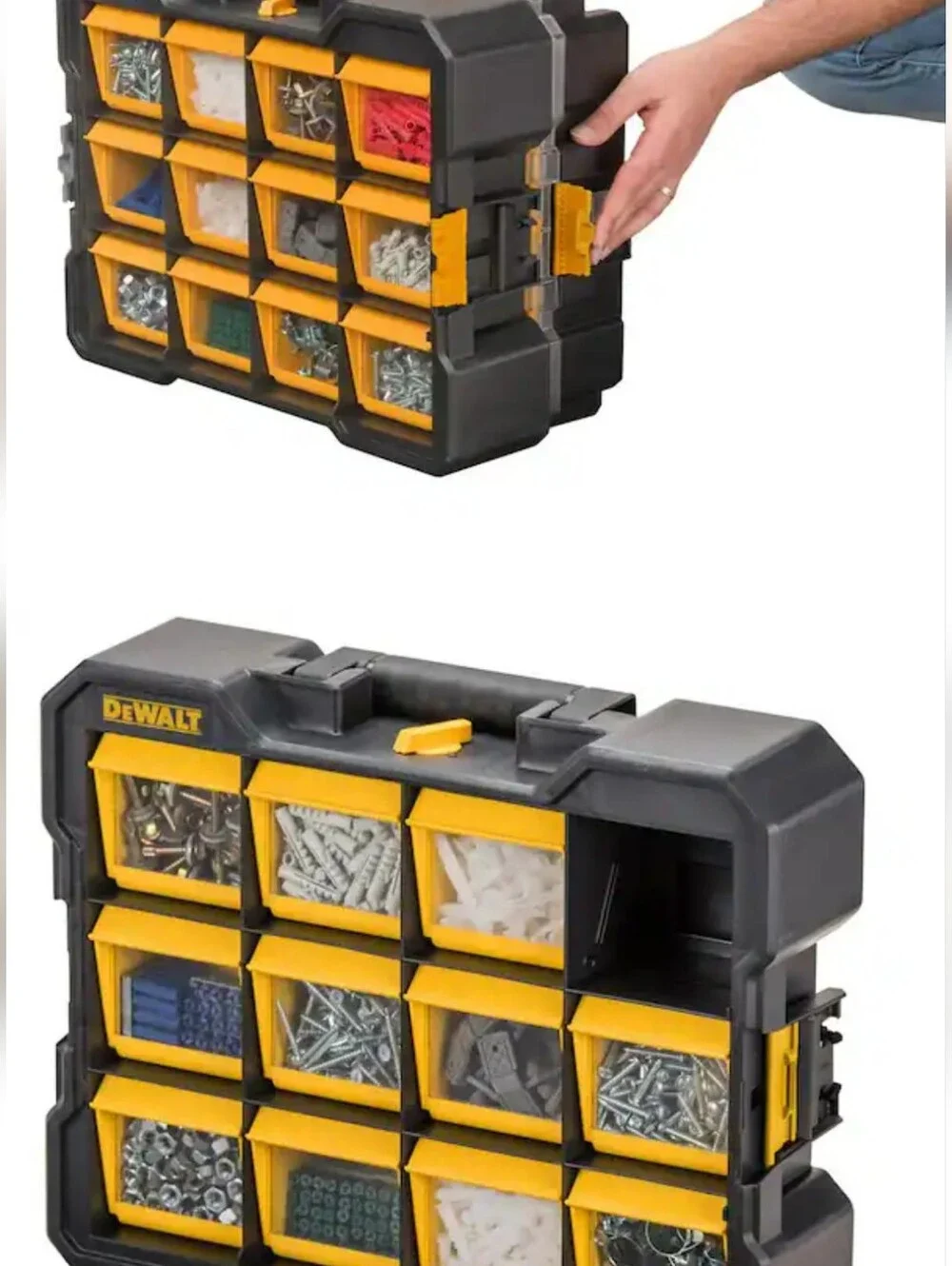 Dewalt 12-Compartment Parts Organizer Flip Stackable Bin